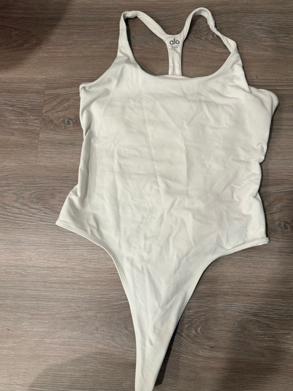 ALO Yoga Cream Racerback Bodysuit